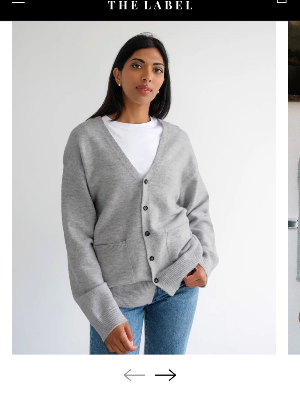 Brunette The Label Light Grey V-Neck Button Cardigan BNWT